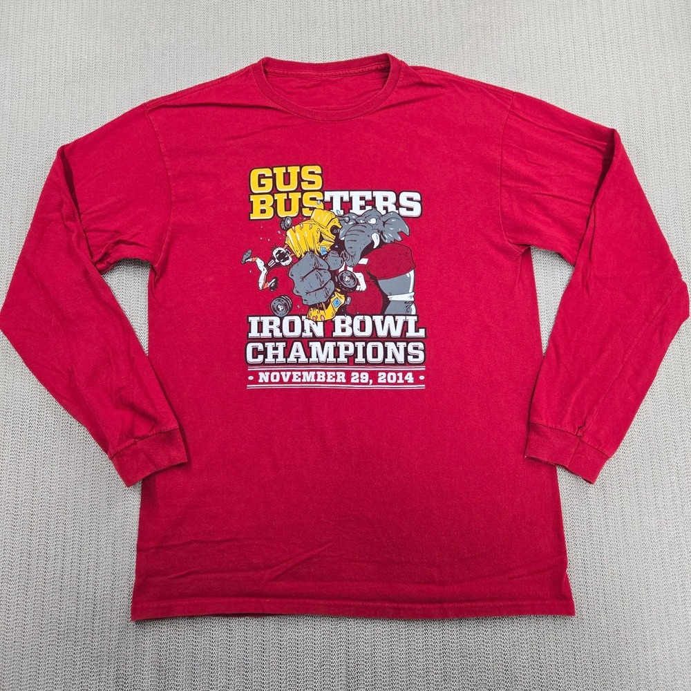 Alabama Crimson Tide Shirt Mens Large Red Long Sleeve 2014 Auburn Iron Bowl
